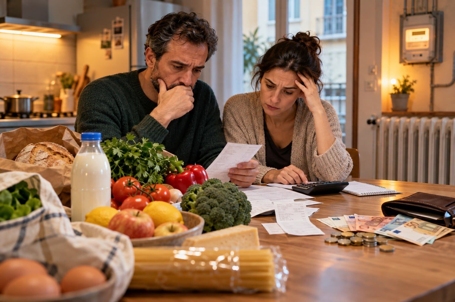 Inflazione - coppia alle prese con le spese domestiche