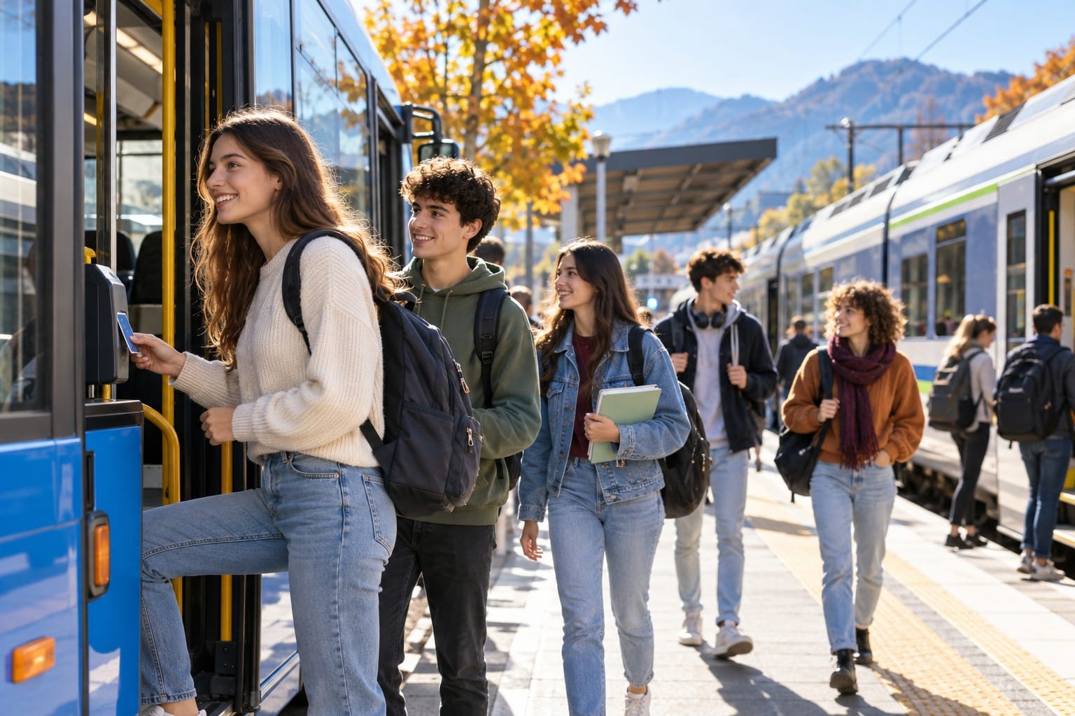 Studenti in viaggio con bus e treno