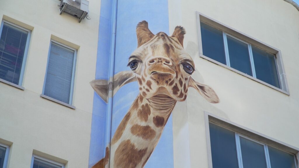 Un dettaglio del nuovo murales