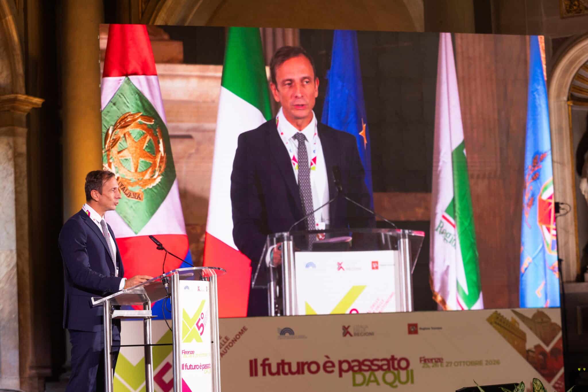 L'intervento del presidente della Conferenza delle Regioni e delle Province autonome e governatore del Friuli Venezia Giulia Massimiliano Fedriga (foto Conferenza delle Regioni)