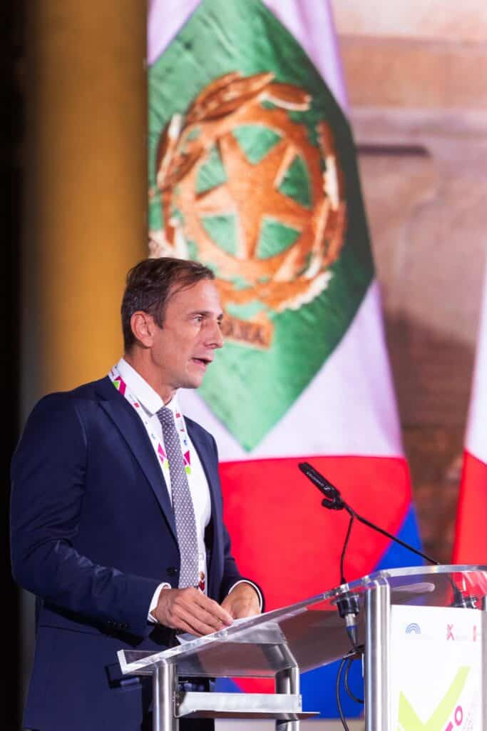 L'intervento del presidente della Conferenza delle Regioni e delle Province autonome e governatore del Friuli Venezia Giulia Massimiliano Fedriga (foto Conferenza delle Regioni)