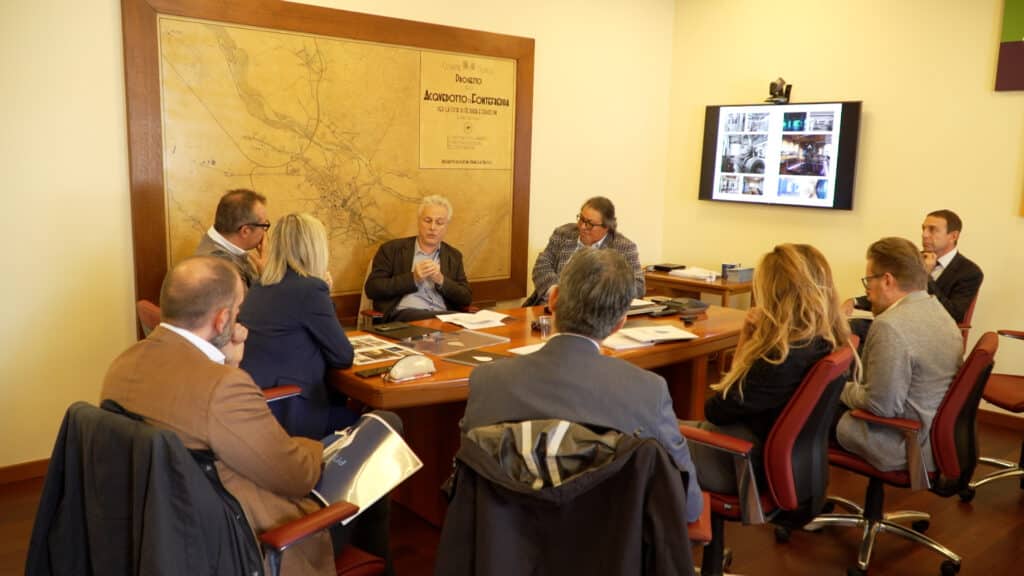 L'incontro tra l'assessore regionale alle Infrastrutture e territorio Cristina Amirante e i vertici di Irisacqua a Gorizia