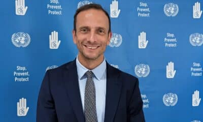 Il governatore del Friuli Venezia Giulia Massimiliano Fedriga nel Palazzo di Vetro delle Nazioni Unite a New York all'incontro dedicato all'ecosistema regionale della ricerca e dell'innovazione.