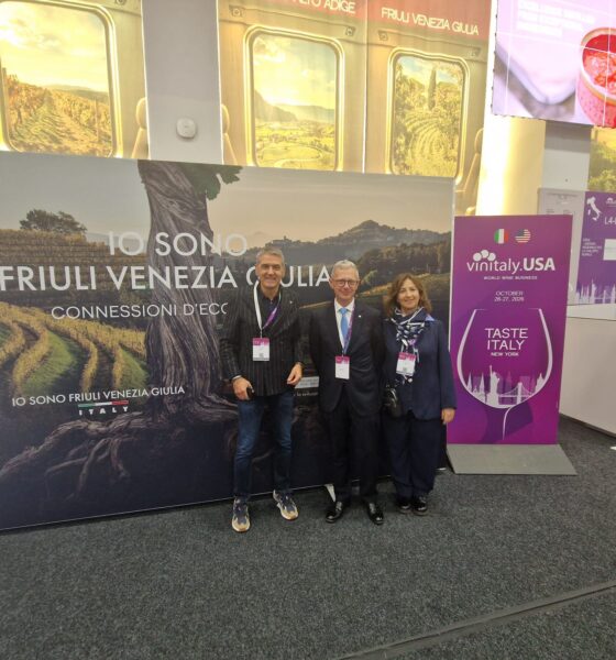 L'assessore regionale alle Risorse agroalimentari, forestali e ittiche, Stefano Zannier, a Vinitaly.USA a New York con il diretttore generale di Ersa Mauro Viti e la funzionaria Ersa, Alessandra Bianchi